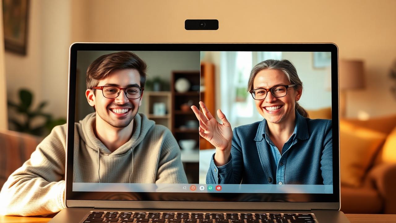 A student and tutor smiling during a one-on-one English video lesson